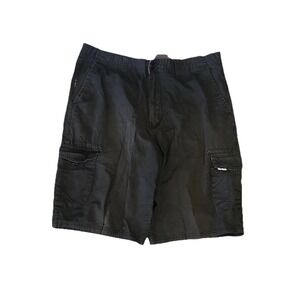 Surfside Mens Black Cargo Shorts Size 32 Utility Pockets Cotton Relaxed Fit